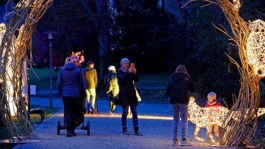 Animali maestosi e magiche creature fiabesche illuminano l'Hofgarten, il Giardino di Corte di Innsbruck, © MK Illumination